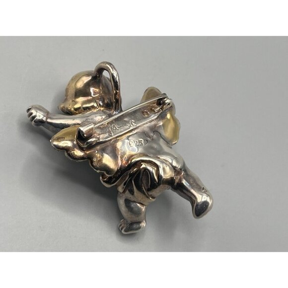 Sterling Silver Winged Cherub Brooch Baby Angel Pin 925 27 Grams - Picture 8 of 11